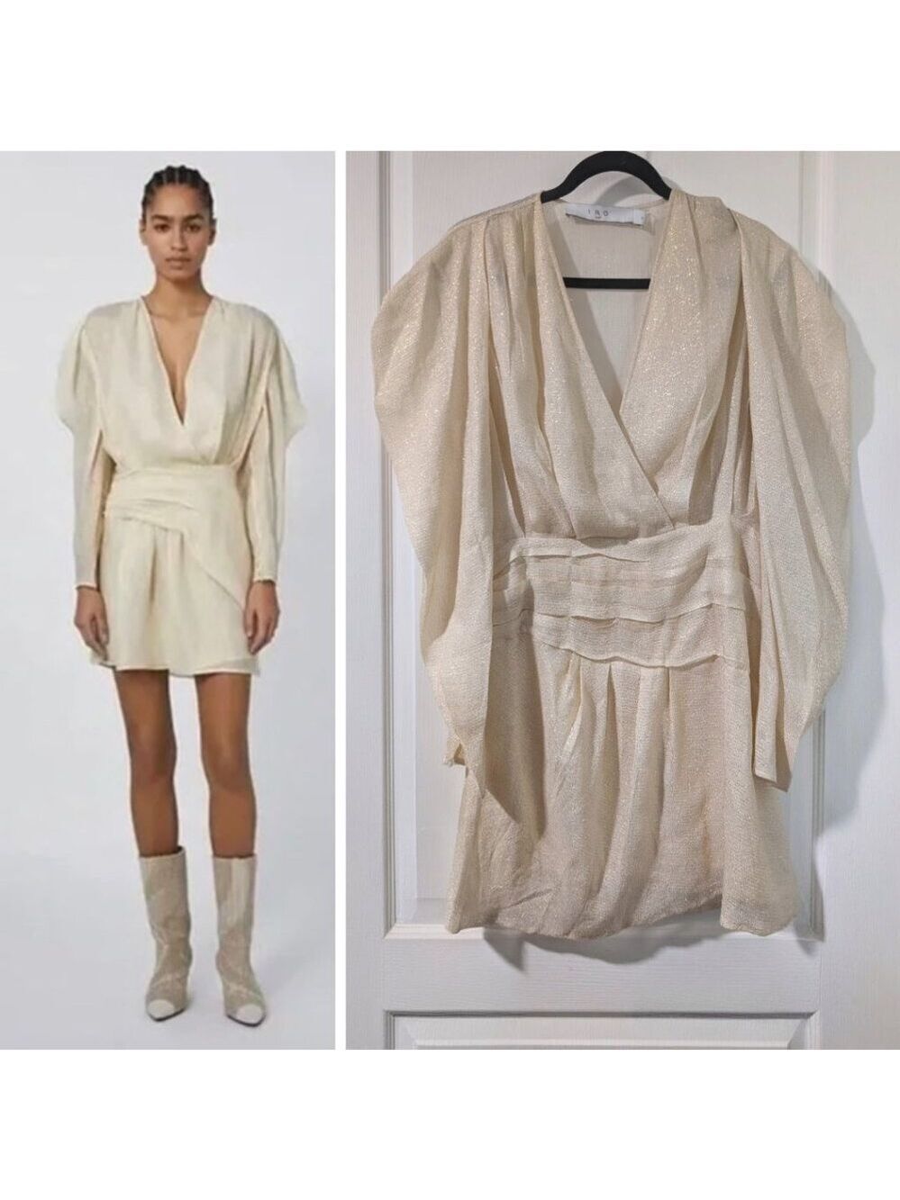 IRO | Lorelle wrap-effect pleated lamé mini dress